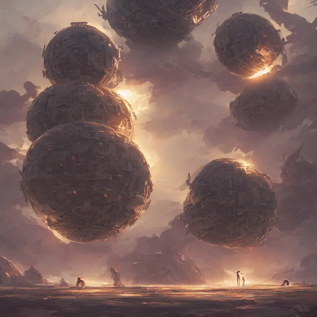 Image similar to dyson sphere program, by greg rutkowski, by rhads, by jesper ejsing, so many wires, sharp focus, man standing