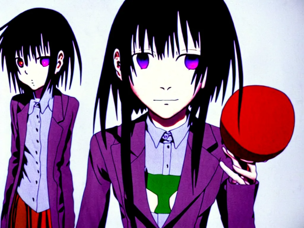 Image similar to lain from anime serial experiments lain as the joker clown