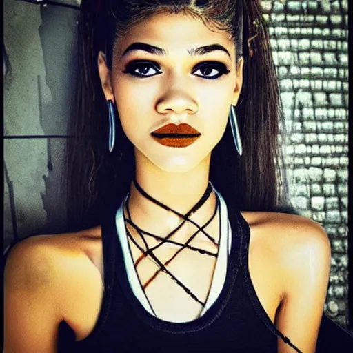 Image similar to “Zendaya, beautiful, like Harley Quinn, highly detailed, photorealistic portrait”