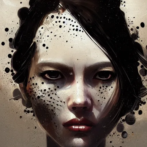 Image similar to portrait of a woman with long black hair and insects coming out of holes in her skin, trypophobia, dramatic lighting, illustration by Greg rutkowski, yoji shinkawa, 4k, digital art, concept art, trending on artstation