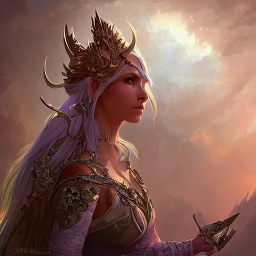 Image similar to world of warcraft elven druid, fantasy, intricate, elegant, highly detailed, digital painting, artstation, concept art, wallpaper, smooth, sharp focus, illustration, art by artgerm and greg rutkowski and alphonse mucha