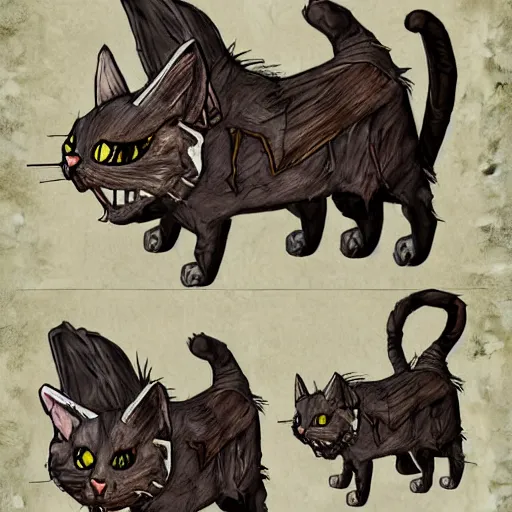 Image similar to planescape: torment art style cat concept