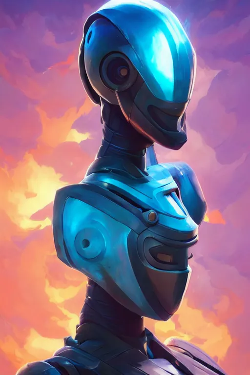 Image similar to epic mask helmet robot ninja portrait stylized as fornite style game design fanart by concept artist gervasio canda, behance hd by jesper ejsing, by rhads, makoto shinkai and lois van baarle, ilya kuvshinov, rossdraws global illumination radiating a glowing aura global illumination ray tracing hdr render in unreal engine 5