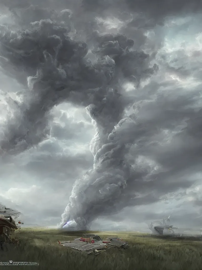 Prompt: tornado by disney concept artists, blunt borders, rule of thirds