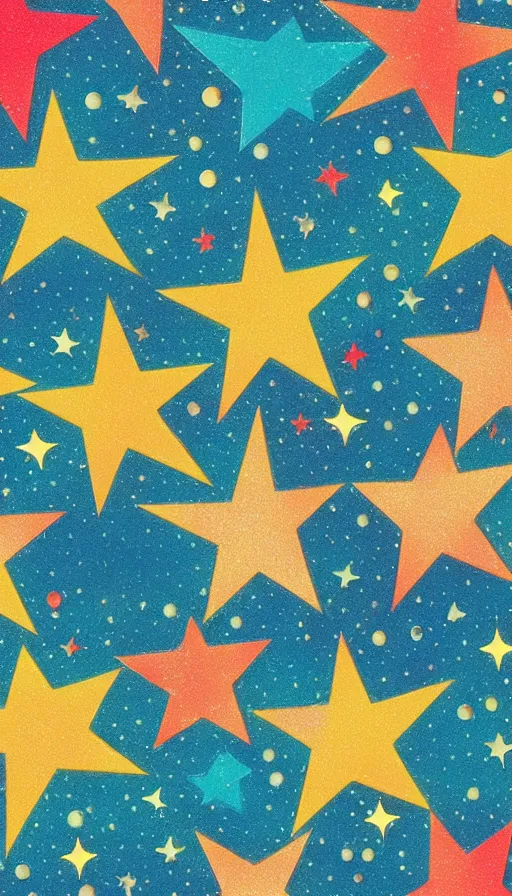 Image similar to a beautiful scrapbook by bhare art, superrare trending, scrapbook paper collage, warm, mediterranean, stars, sharp focus, colorful refracted sparkles and lines, soft light