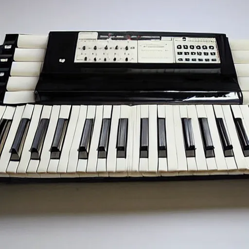 Prompt: a synthesizer made of folded paper,