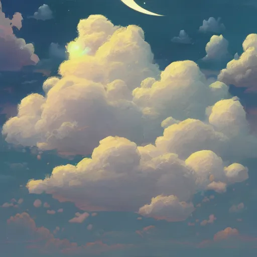 Image similar to box full of clouds, Trending on Artstation, Hiroaki Tsutsumi style