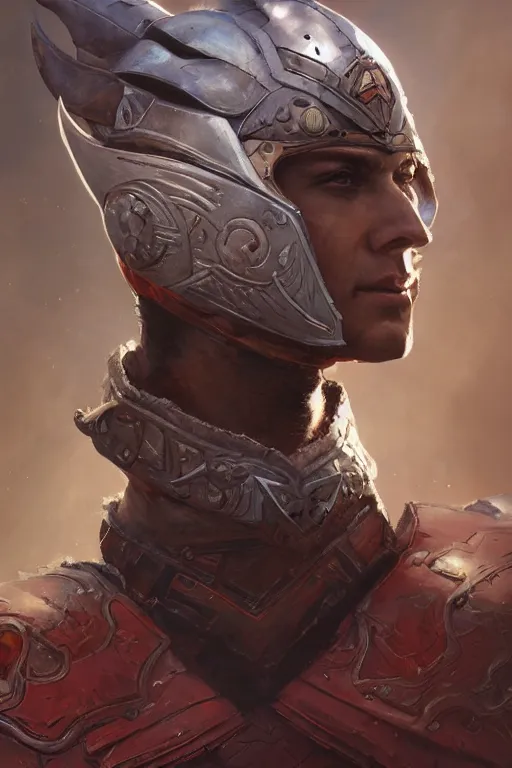 Image similar to portrait of the warrior wearing the epic artifact headgear bismuth end helmet by artgerm and Craig Mullins, James Jean, Andrey Ryabovichev, Mark Simonetti and Peter Morbacher 16k