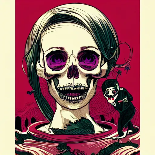 Image similar to portrait skull girl by petros afshar, tom whalen, laurie greasley, jc leyendecker and singer sargent