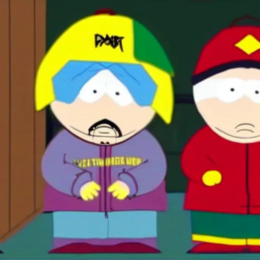 Prompt: Eminem in a scene from South Park as Eric Cartman