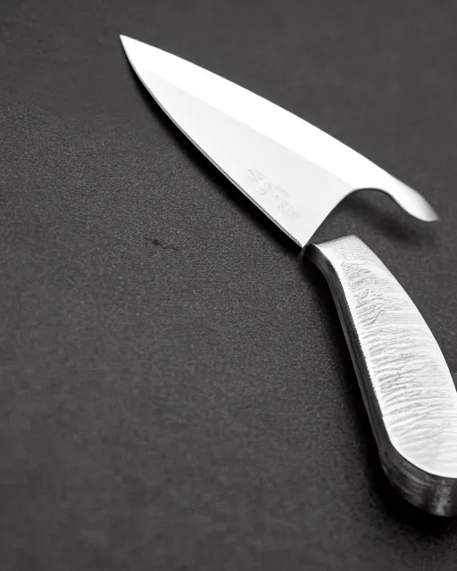 Prompt: A studio photo of a knife made from stainless steel, highly detailed, bokeh, 90mm, f/1.4