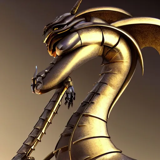 Image similar to close-up shot of a cute and beautiful well-proportioned anthropomorphic robot female dragon doing an elegant pose, the head has two eyes and two horns, a sleek yet elegant design of metal plating, with two big epic wings behind her attached to her back, two arms with one hand on her hip, the background is of the beach at night; HD digital art, artstation, deviantart, furaffinity, high quality detail