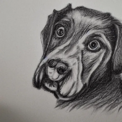 Prompt: A young girl's sketch of her puppy.