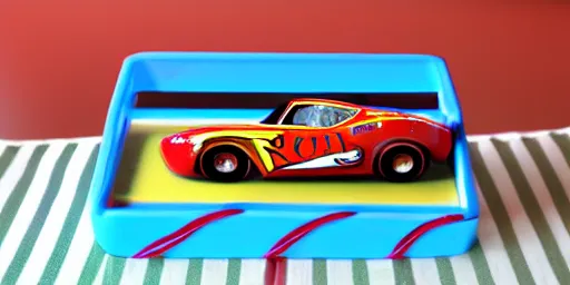 Prompt: Lightning Mcqueen-themed red table