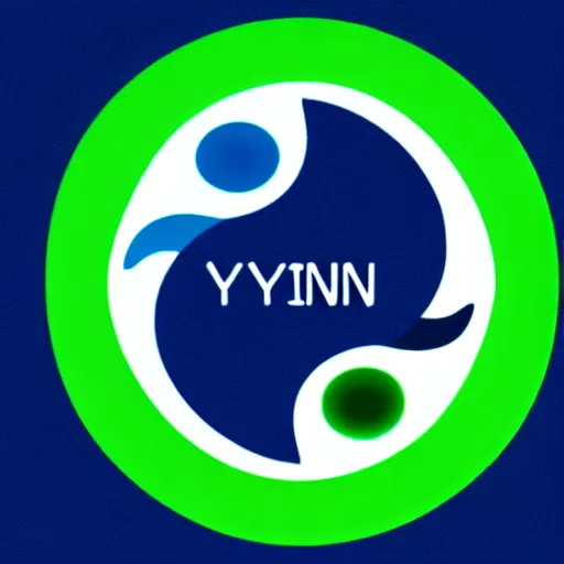 Image similar to A green and blue yin-yang logo with the word Yin-Yang written around it