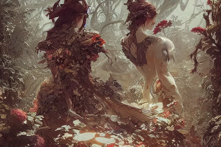 Prompt: a garden of sound, beautiful, intricate, highly detailed concept art by artgerm and greg rutkowski and jakub rebelka