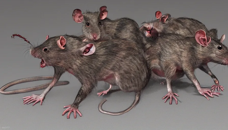 Image similar to zombie rats, finest, realistic, artists, 8 k