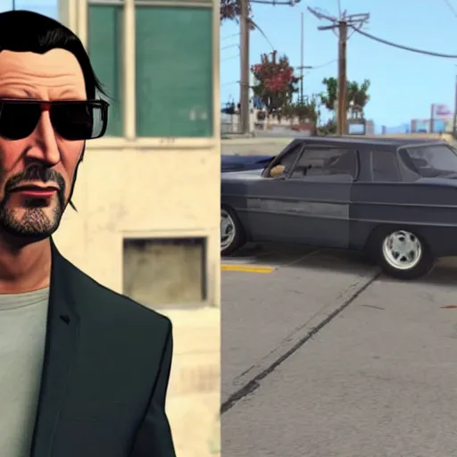 Prompt: keanu reves in gta