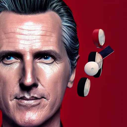 Image similar to Dartboard in the shape of Gavin Newsom's face, 3d render, digital art, artstation, hyper realistic, 8k