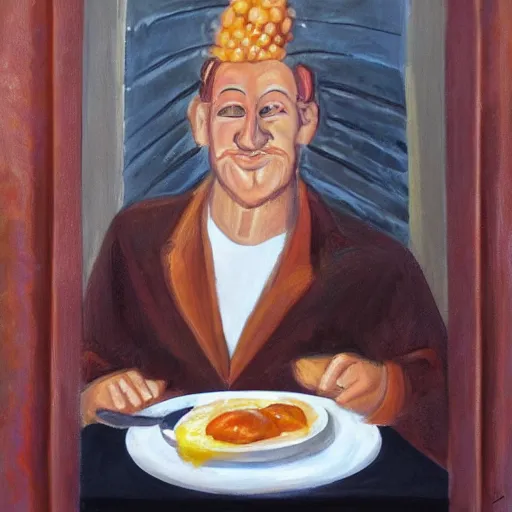Image similar to A portrait of the handsome god of breakfast