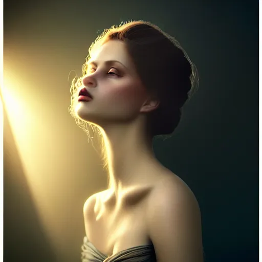 Image similar to photographic portrait of a stunningly beautiful elegant gothic female in soft dreamy light at sunset, god rays, contemporary fashion shoot, by edward robert hughes, annie leibovitz and steve mccurry, david lazar, jimmy nelsson, breathtaking, 8 k resolution, extremely detailed, beautiful, establishing shot, artistic, hyperrealistic, beautiful face, octane render