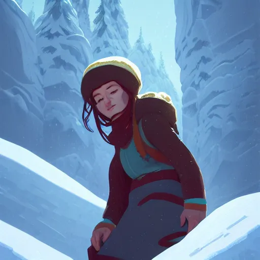 Prompt: portrait of madeline from celeste climbing a snowy mountain, pixel art, highly detailed, digital painting, artstation, concept art, sharp focus, illustration, art by greg rutkowski and alphonse mucha