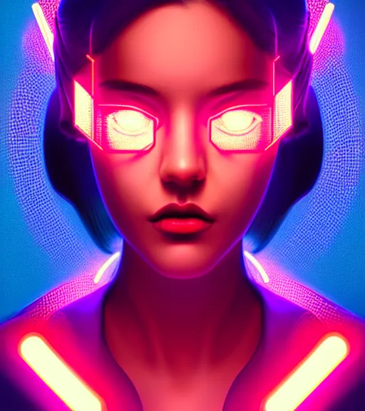 Image similar to symmetry!! latin princess of technology, solid cube of light, hard edges, product render retro - futuristic poster scifi, lasers and neon circuits, beautiful woman latin princess, intricate, elegant, highly detailed, digital painting, artstation, concept art, smooth, sharp focus, illustration, dreamlike, art by artgerm