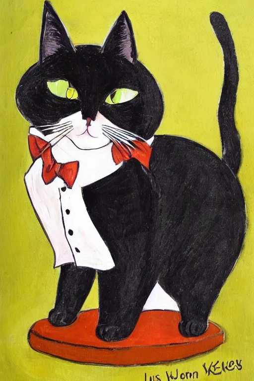 Image similar to a cat wearing a formal overcoat lisa keene