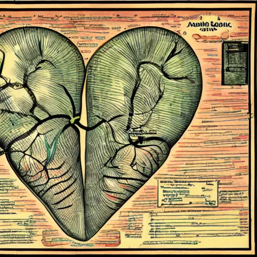 Prompt: a map of the heart and the relevant feelings, highly detailed diagram