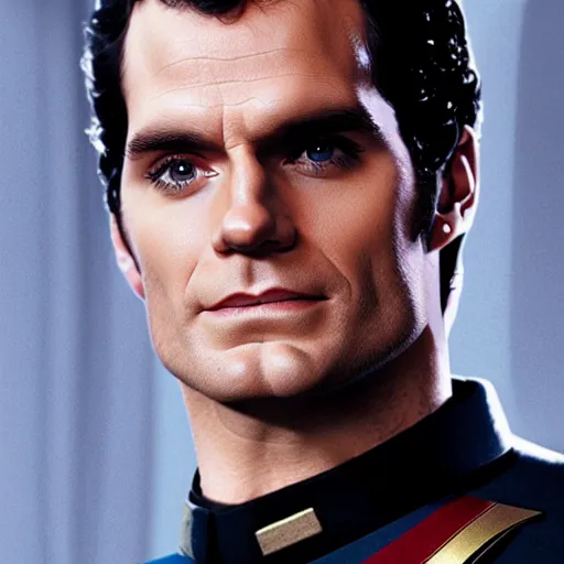 Image similar to a full body photograph of henry cavill as a star fleet captain from star trek next generation, full dress uniform, symmetrical face, extreme realism and detail, 8 k, completely framed, direct lighting, 3 5 mm photo, photorealistic, sharp focus