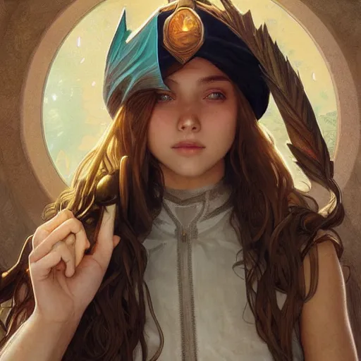 Image similar to a photorealistic wizard teenager wearing a wizard cap, sharp focus, illustration, art by artgerm and greg rutkowski and alphonse mucha