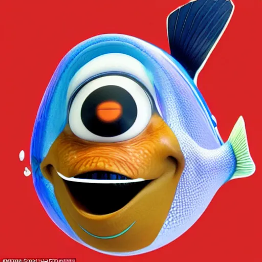 Image similar to obama as a fish, in the style of finding nemo, pixar animation