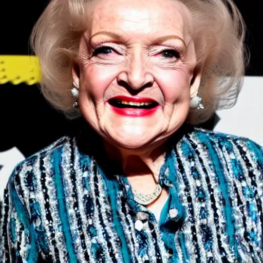 Image similar to betty white with awful face tattoos