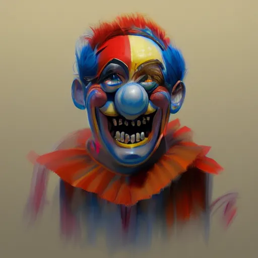 Prompt: concept art of clown robotics by jama jurabaev, brush hard, artstation, high quality, brush stroke