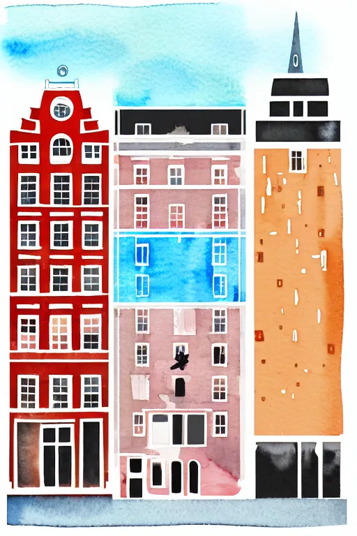 Image similar to minimalist watercolor art of amsterdam, illustration, vector art