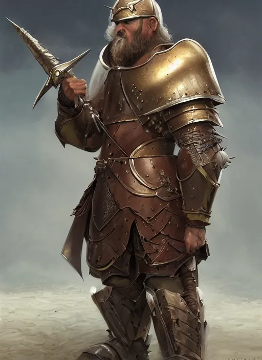 Prompt: Human Paladin, combed back Brown hair, short beard, grumpy, plate armor, Ivan Aivakovsky, Boris Vallejo, epic fantasy character art, D&D Concept Art, full length, Realistic, Regal, Refined, Detailed Digital Art, Oil Paining, Exquisite detail, post-processing, masterpiece, Cinematic Lighting, Unreal Engine, 8k, HD