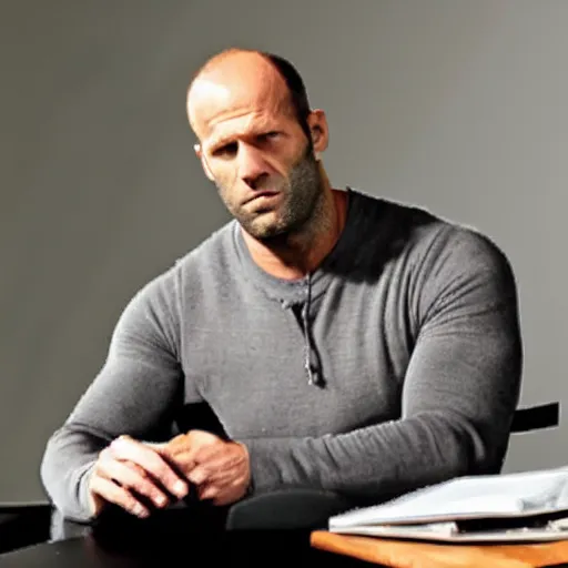 Image similar to Jason Statham as a tenured college professor of physics