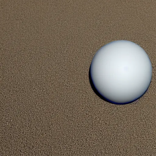 Prompt: ball made of Sand floating above water