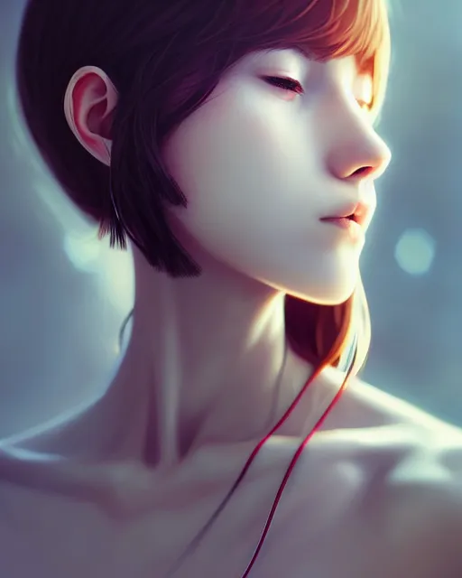 Prompt: full very close up neck shot of a beautiful skinny choir girl, in tshirt, anonymous, faceless, by saruei and guweiz and ilya kuvshinov, digital art, highly detailed, intricate, sharp focus, trending on artstation hq, deviantart, pinterest, unreal engine 5, 4 k uhd image