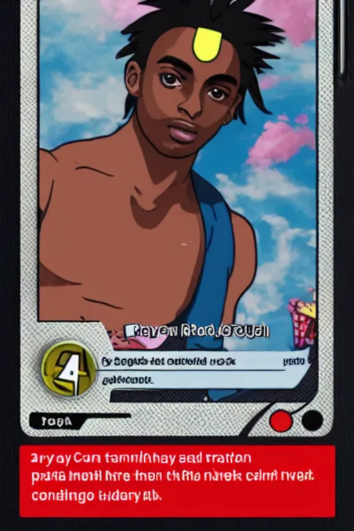 Prompt: playboi carti, pokemon card of playboi carti, highly detailed trading card screenshot