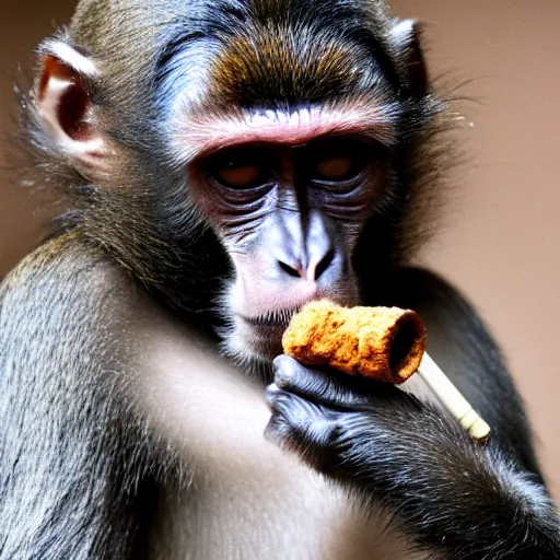 Prompt: a monkey smoking a joint