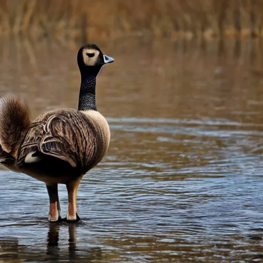 Prompt: four legged canadian goose