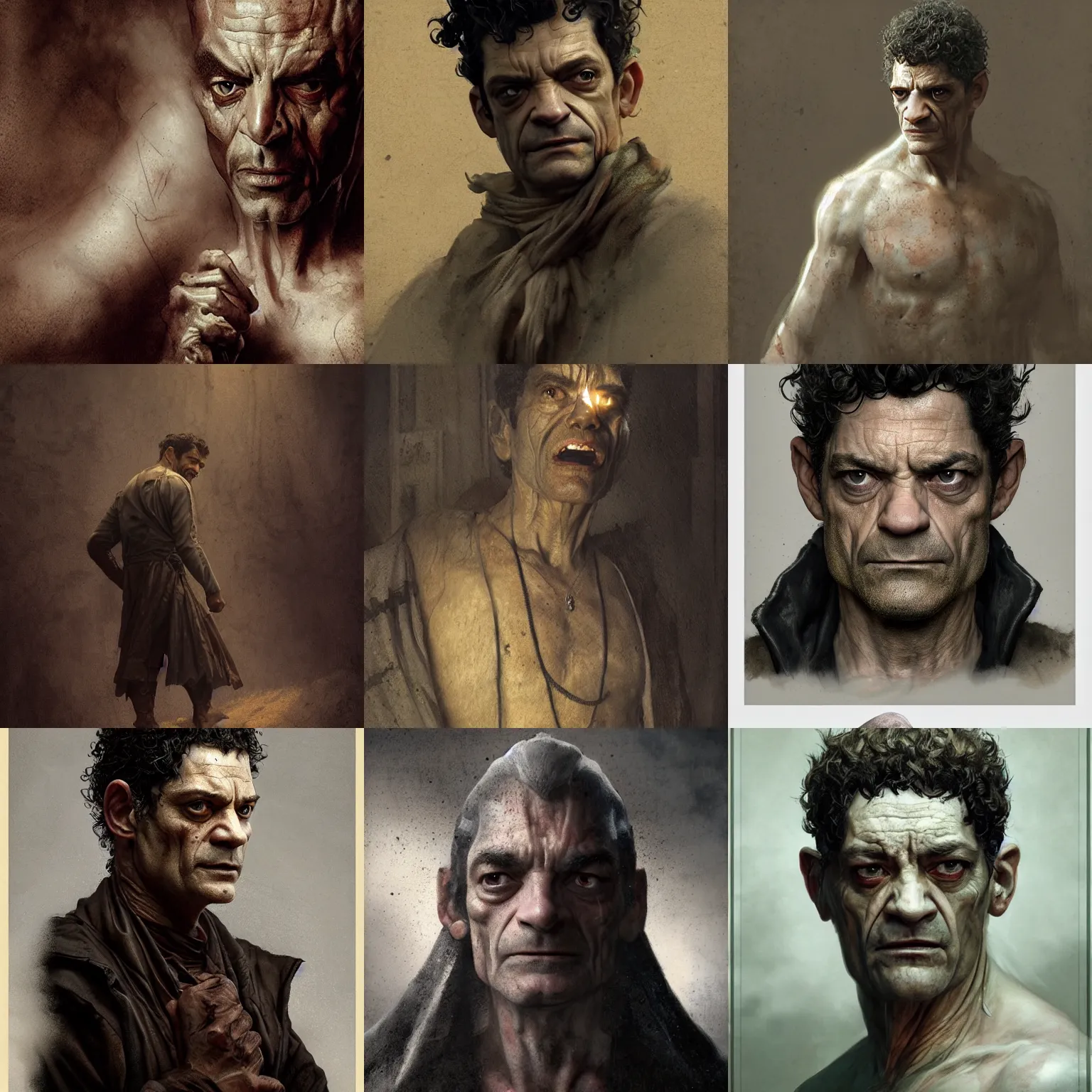 Prompt: James Frain as a hunchbacked enigmatic, melanchlic king from the 13th century, hyperrealist, detailed, cinematic lighting, shadows, digital art by Artur Mósca, Greg Rutkowski