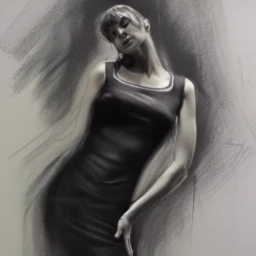 Image similar to abstract full body charcoal sketch by art frahm and vladimir volegov