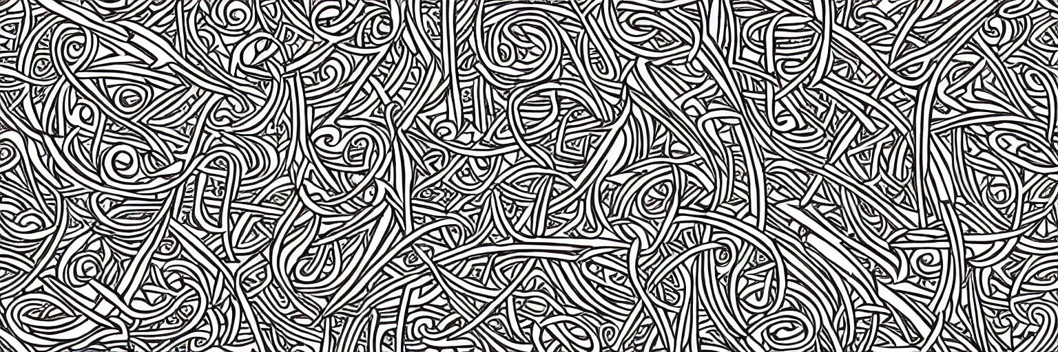 Image similar to intricate design pattern for elvish symbols and runes tattoos, white lines on black background