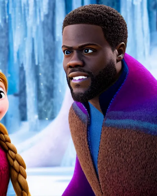 Prompt: Kevin Hart as a character in Frozen