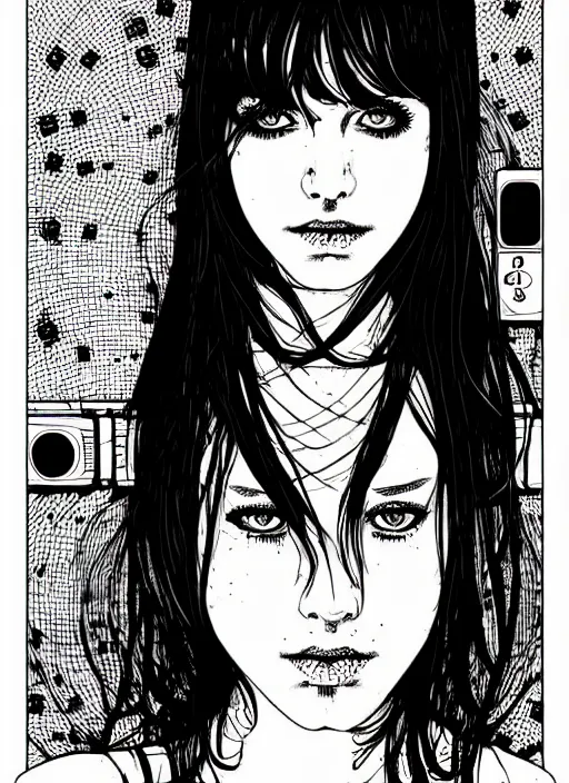Image similar to a portrait of a pretty sewer punk young lady by apollonia saintclair