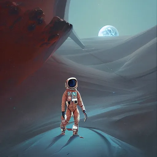 Image similar to digital painting of an astronaut walking on mars, peter mohrbacher