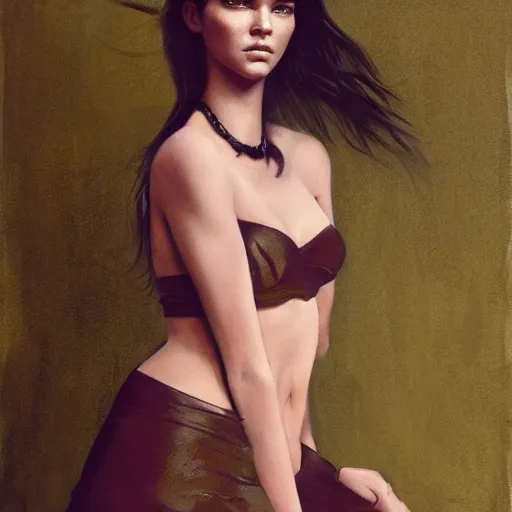 Prompt: fashion model kendall jenner by Danny O'Connor by Richard Schmid by Jeremy Lipking by moebius by atey ghailan