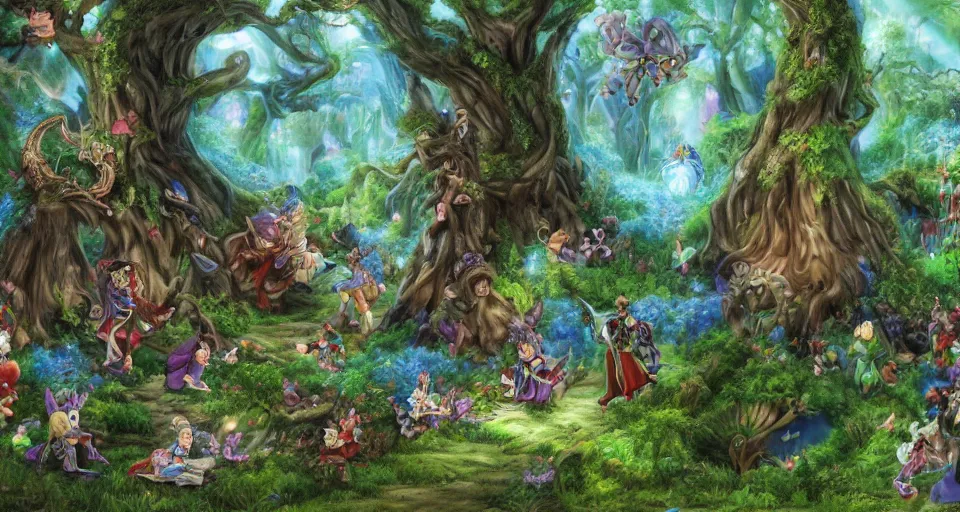 Image similar to Enchanted and magic forest, from Final fantasy